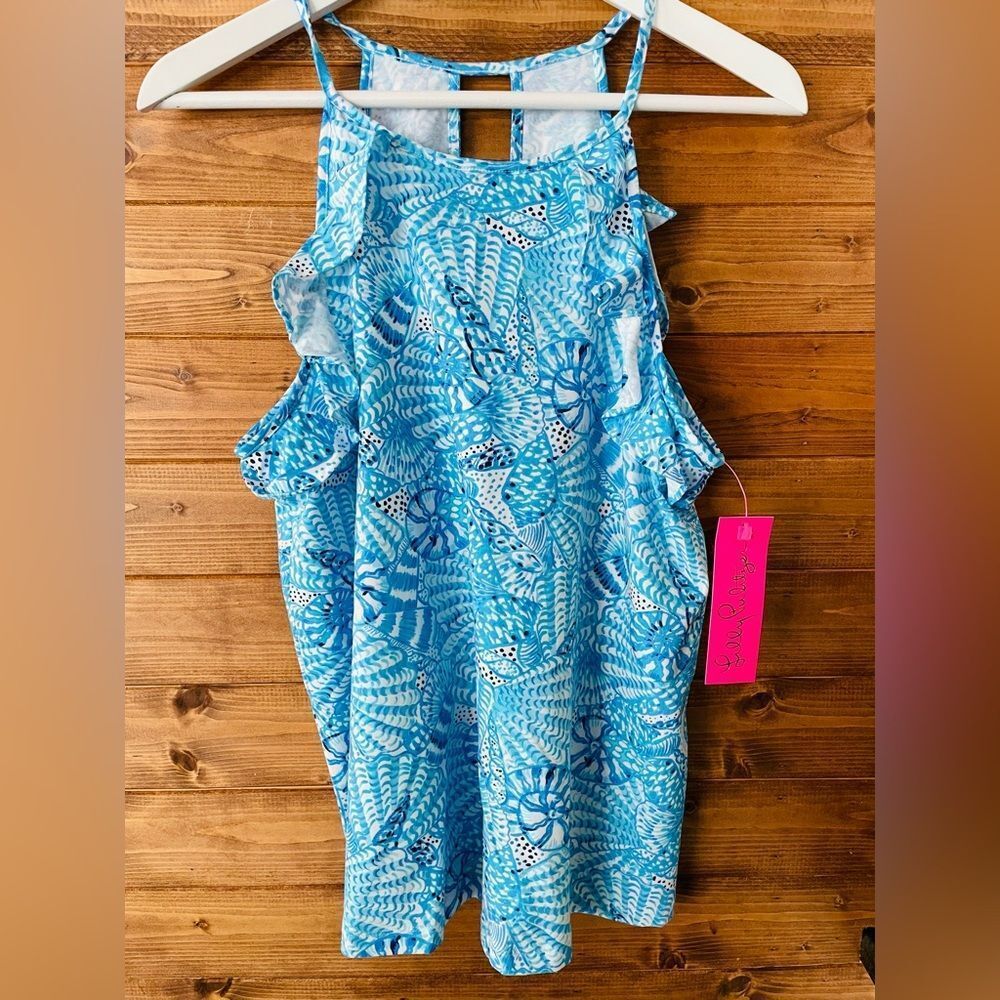 Billie halter top in amalfi blue by the seashore starfish sea star shells